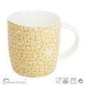 11oz Nueva taza blanca de hueso China con calcomanía completa